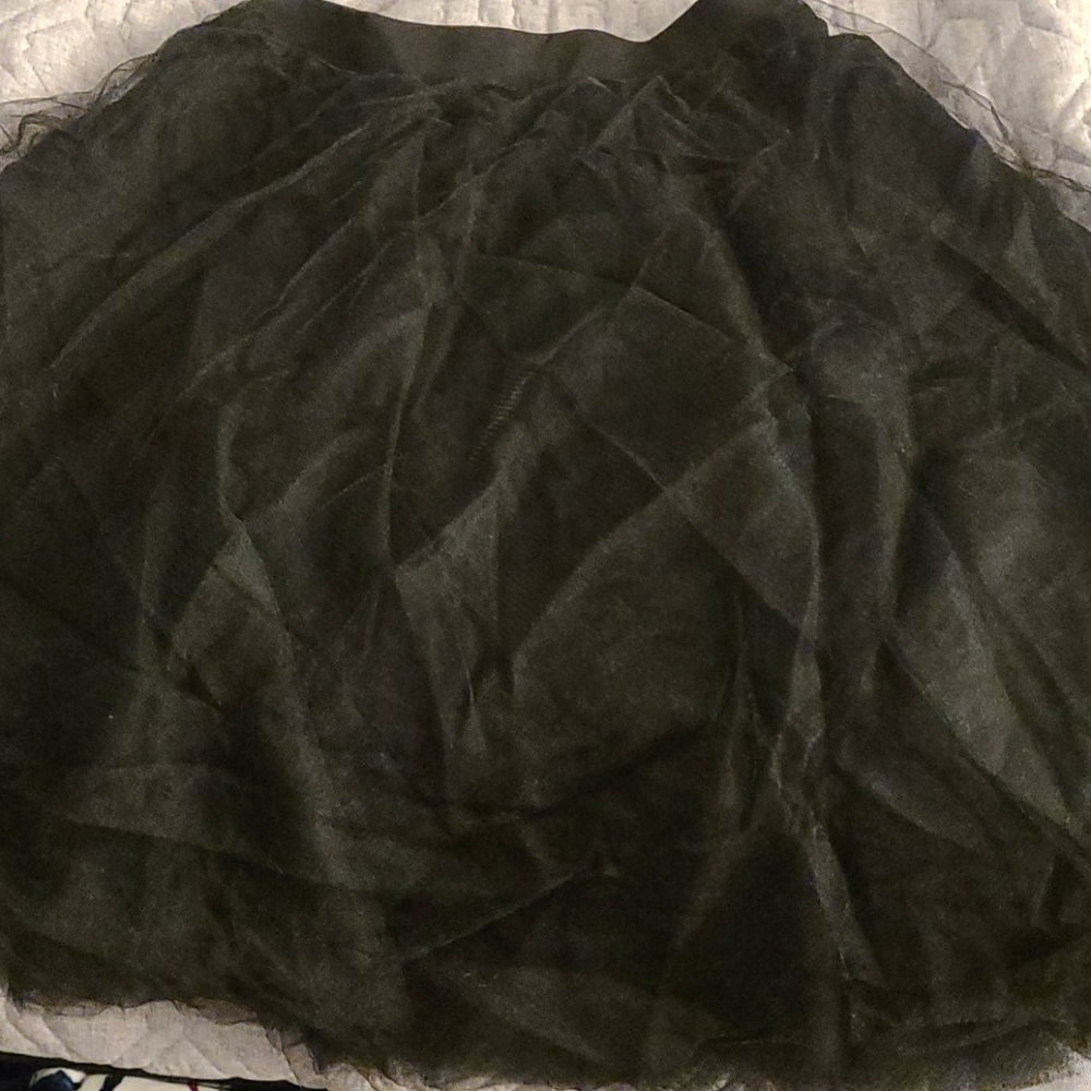 Black tulle knee length skirt